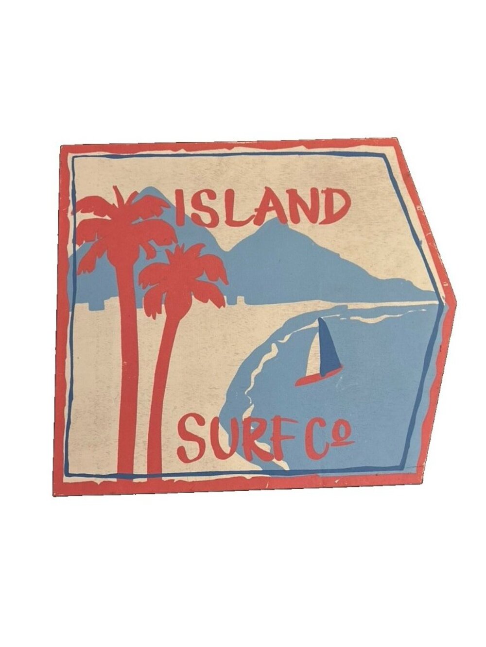 Pottery Barn Kids Island Vibe Surf Wood Plaque Surfboard Palm Tree Art Wall 16w